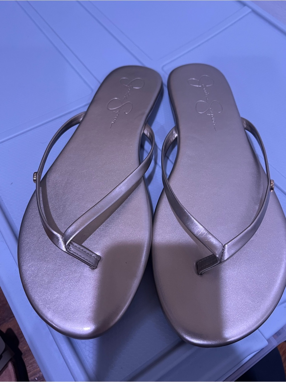 Jessica Simpson Metallic Silver Flip Flop Sandals